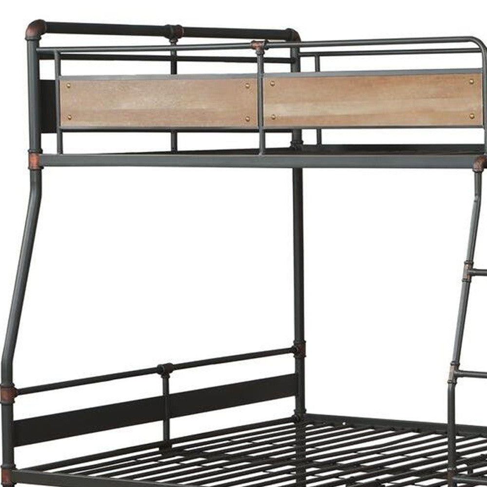 Dark Brown Full Industrial Metal Bunk Bed