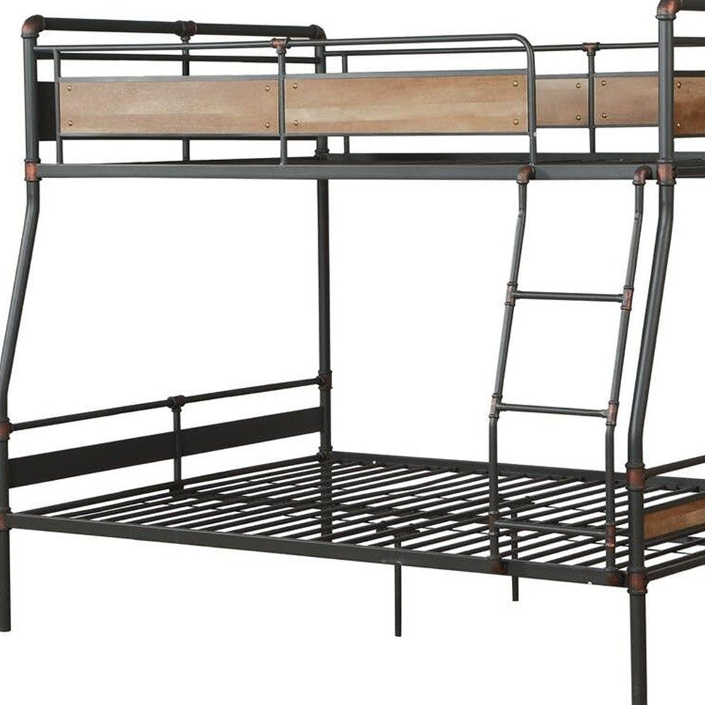 Dark Brown Full Industrial Metal Bunk Bed