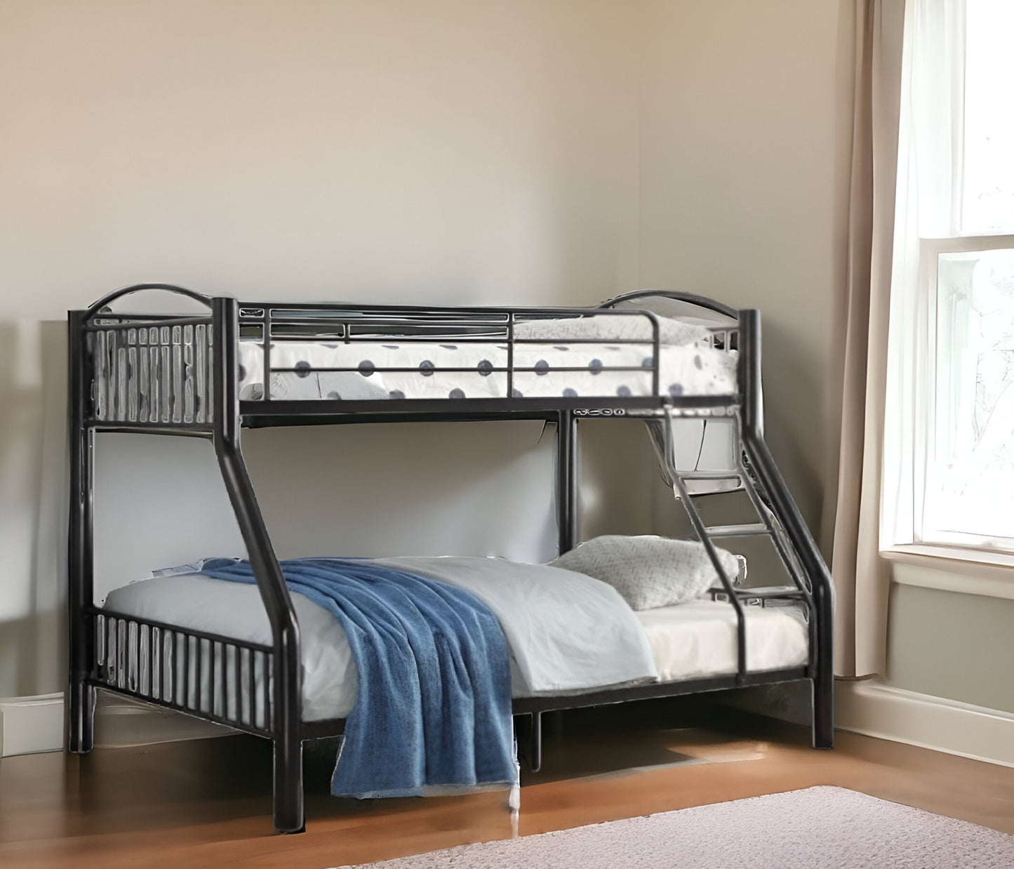 78" X 56" X 67" Twin Over Full Black Bunk Bed