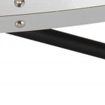46" Gray and Black Wood and Iron Oval Coffee Table