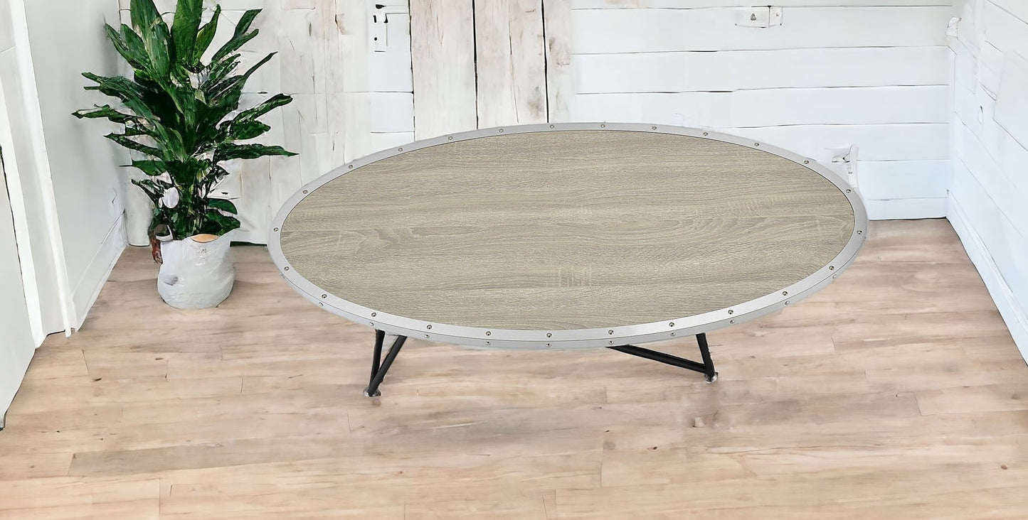 46" X 23" X 15" Weathered Gray Oak Particle Board Coffee Table