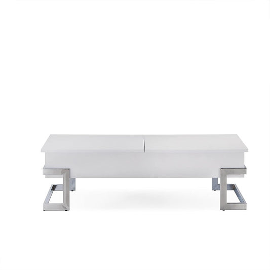 47" Black and Silver Wood And Iron Lift Top Sled Coffee Table