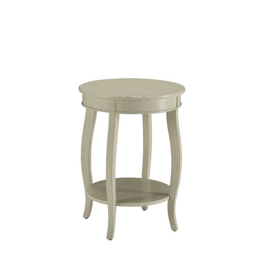 24" Teal Blue Solid Wood Round End Table With Shelf