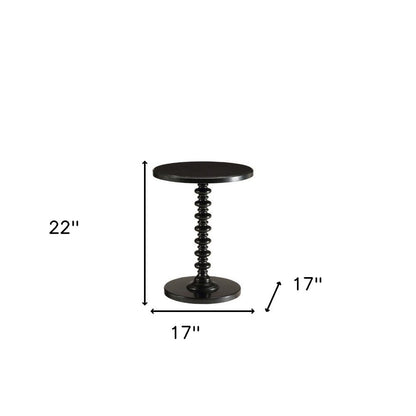 22" Black Solid Wood Round End Table