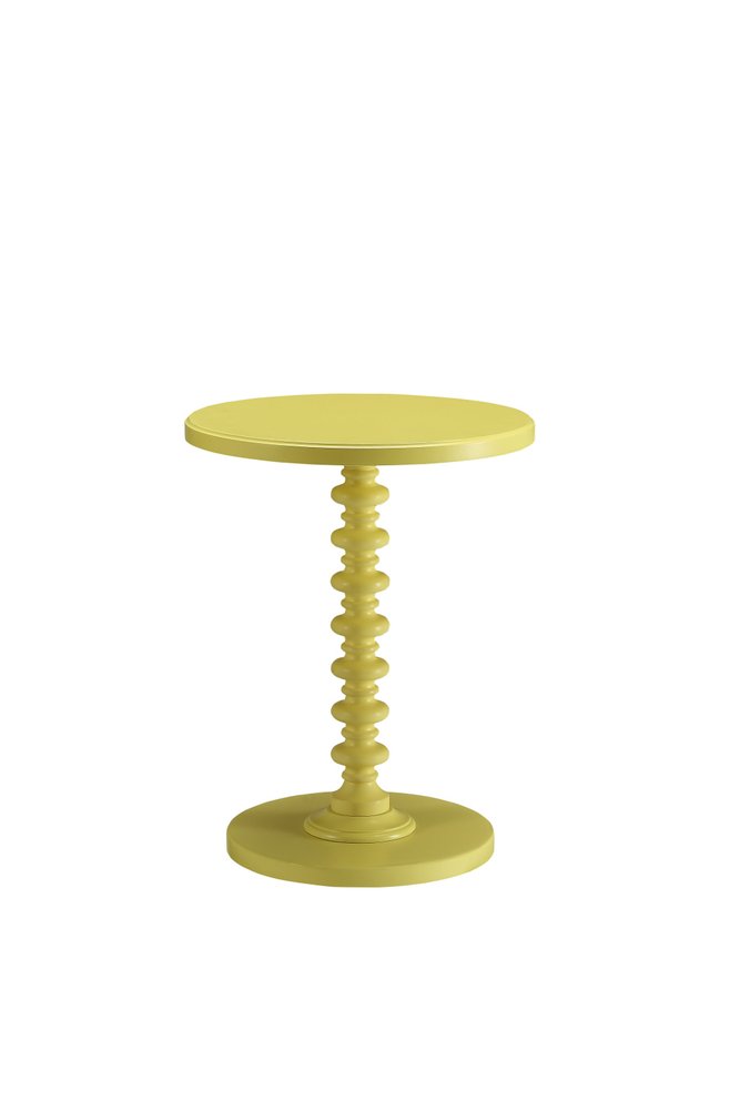 22" Yellow Wood Round Pedestal End Table