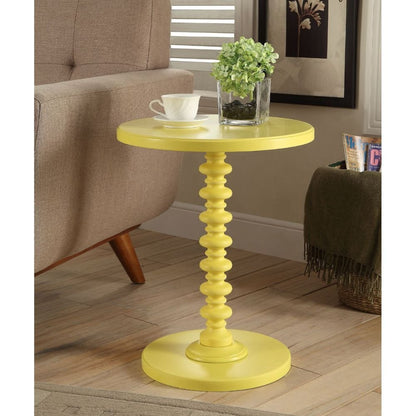 22" Yellow Wood Round Pedestal End Table