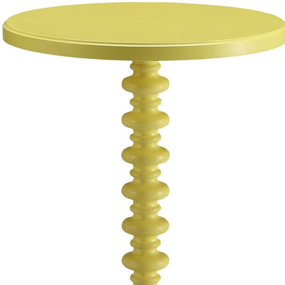 22" Yellow Wood Round Pedestal End Table