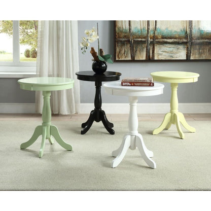 22" White Wood And Solid Wood Round Pedestal End Table