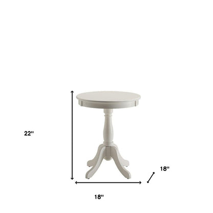 22" White Wood And Solid Wood Round Pedestal End Table