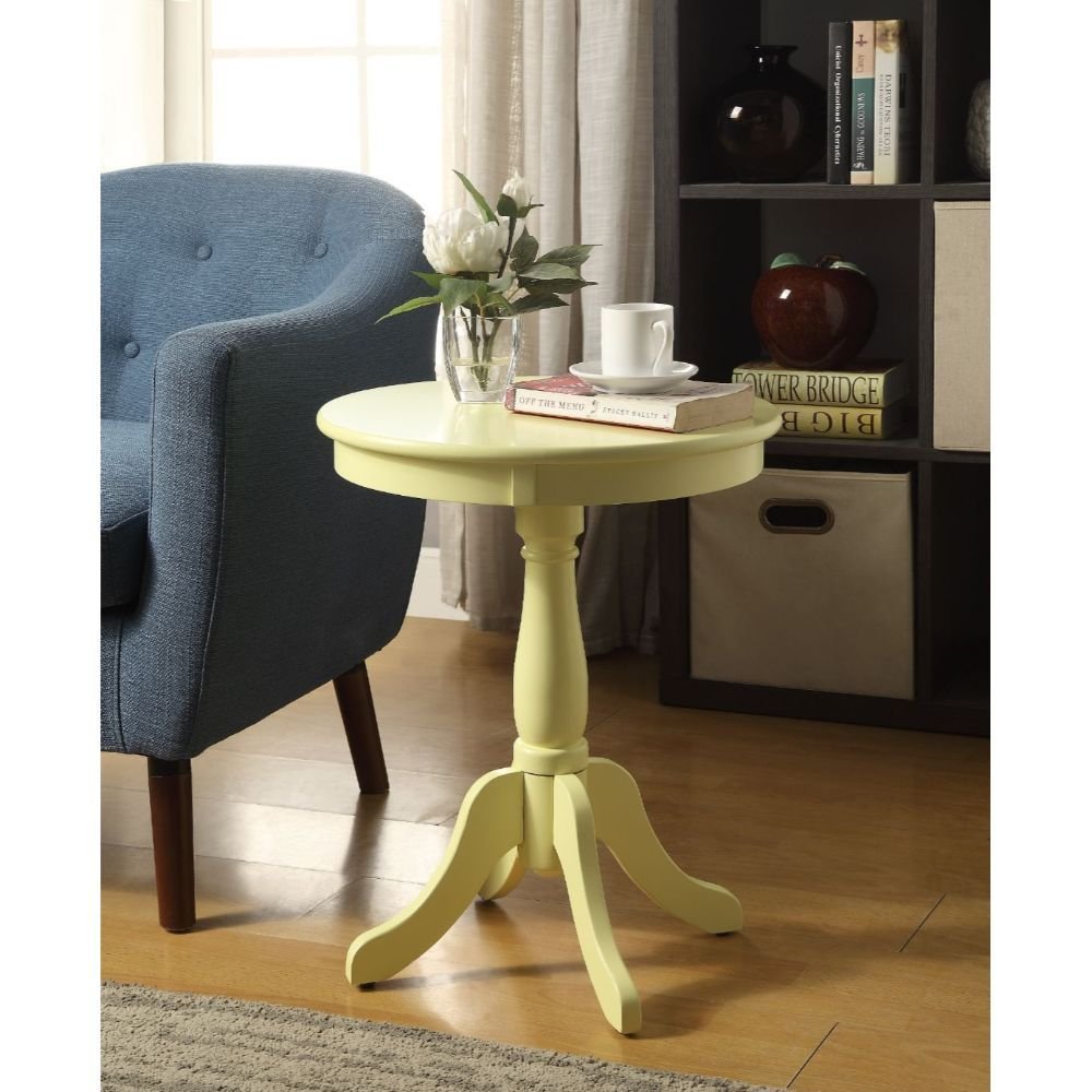 22" Black Wood Round Pedestal End Table