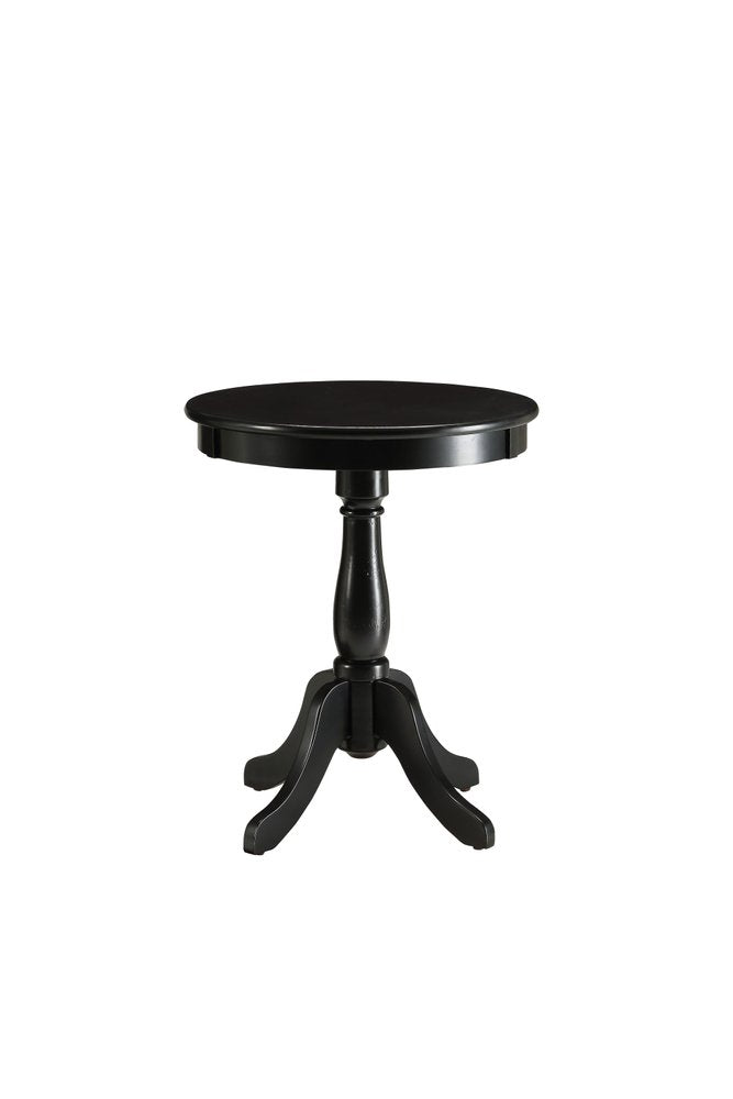 22" White Wood And Solid Wood Round Pedestal End Table