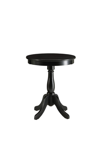 22" White Wood And Solid Wood Round Pedestal End Table