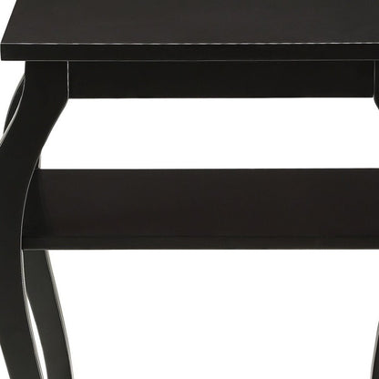 23" Teal Blue Wood Bow Leg End Table With Two Shelves