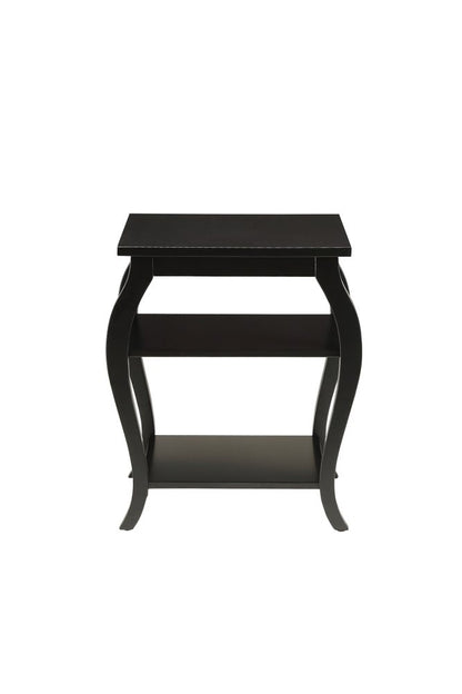 23" Brown Wood Bow Leg End Table With Two Shelves