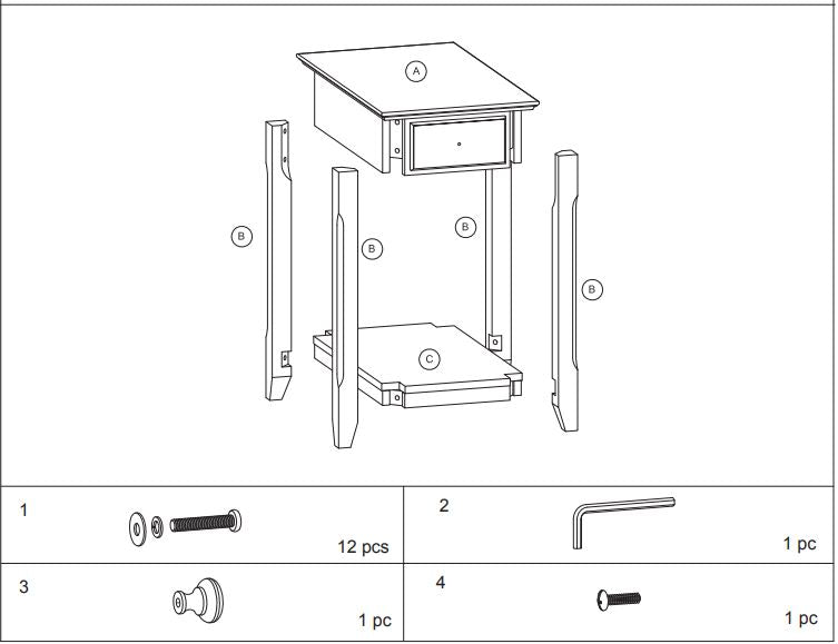 23" Gray Solid and Manufactured Wood End Table