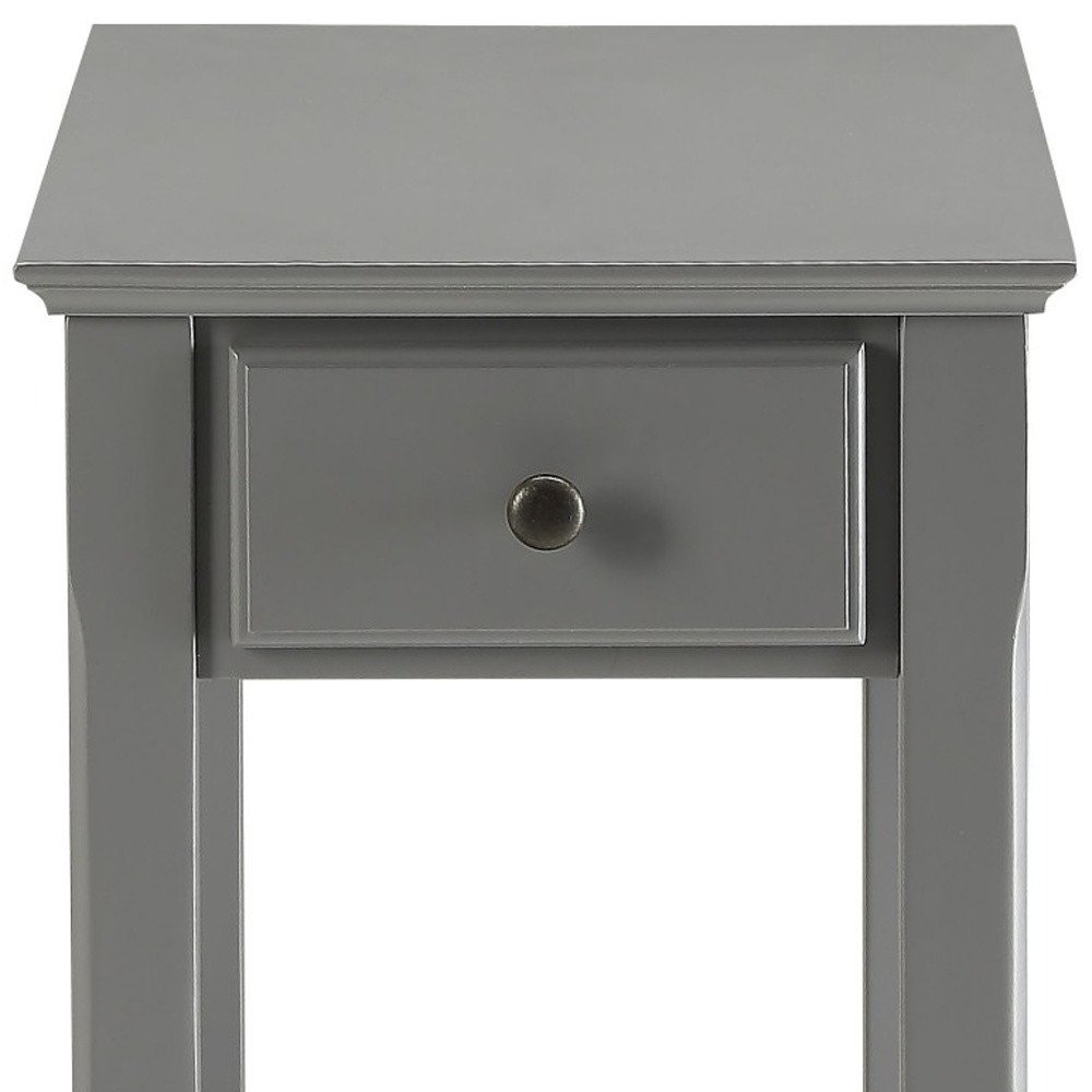 23" Walnut Wood End Table With Drawer And Shelf