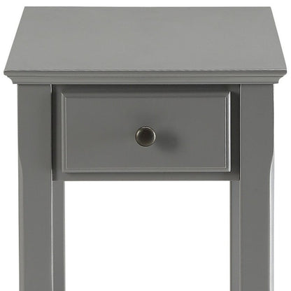 23" Walnut Wood End Table With Drawer And Shelf