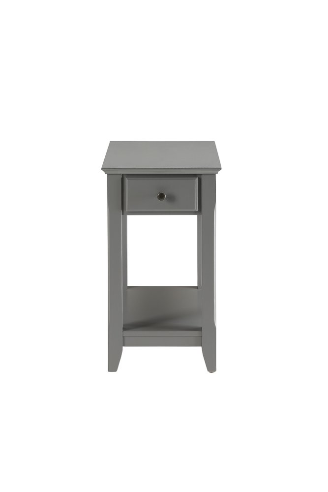 23" Walnut Wood End Table With Drawer And Shelf