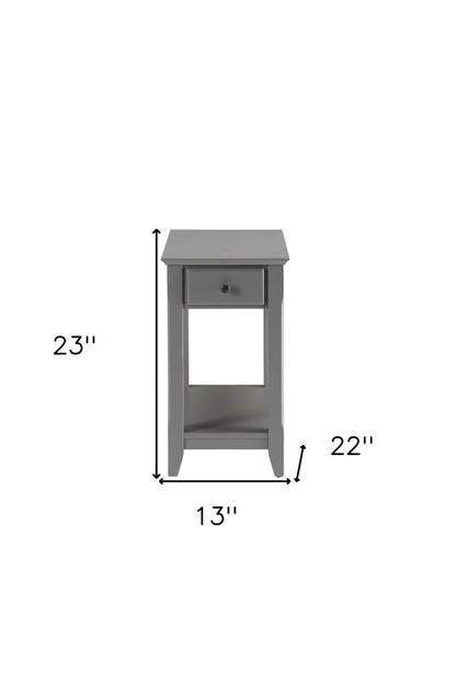23" Walnut Wood End Table With Drawer And Shelf
