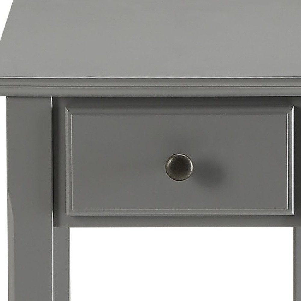 23" Walnut Wood End Table With Drawer And Shelf