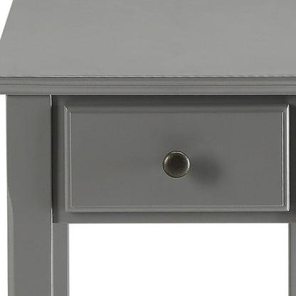 23" Walnut Wood End Table With Drawer And Shelf