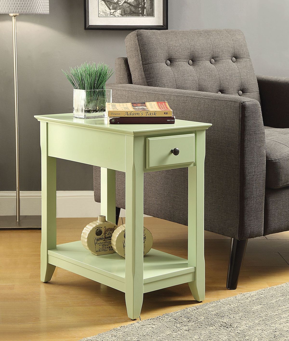 23" Gray Solid and Manufactured Wood End Table