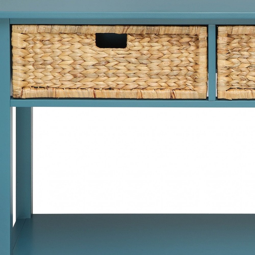 44" Teal Blue Solid Wood Console Table