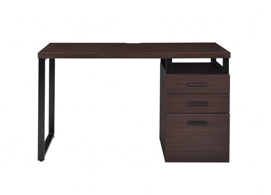 47" Brown and Gray Writing Desk With Three Drawers