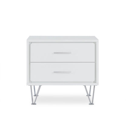 18" Brown Wood Two Drawer Nightstand
