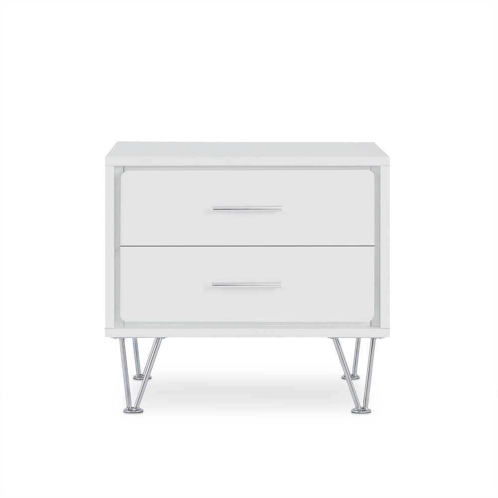 18" Brown Wood Two Drawer Nightstand