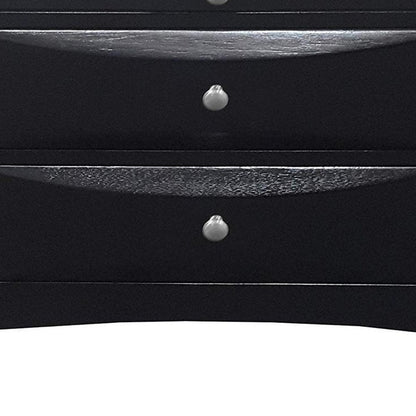 25" Black Solid Wood Three Drawer Nightstand