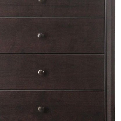 31" Espresso Solid Wood Five Drawer Dresser