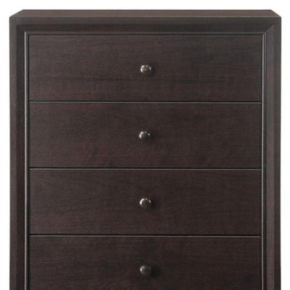 31" Espresso Solid Wood Five Drawer Dresser