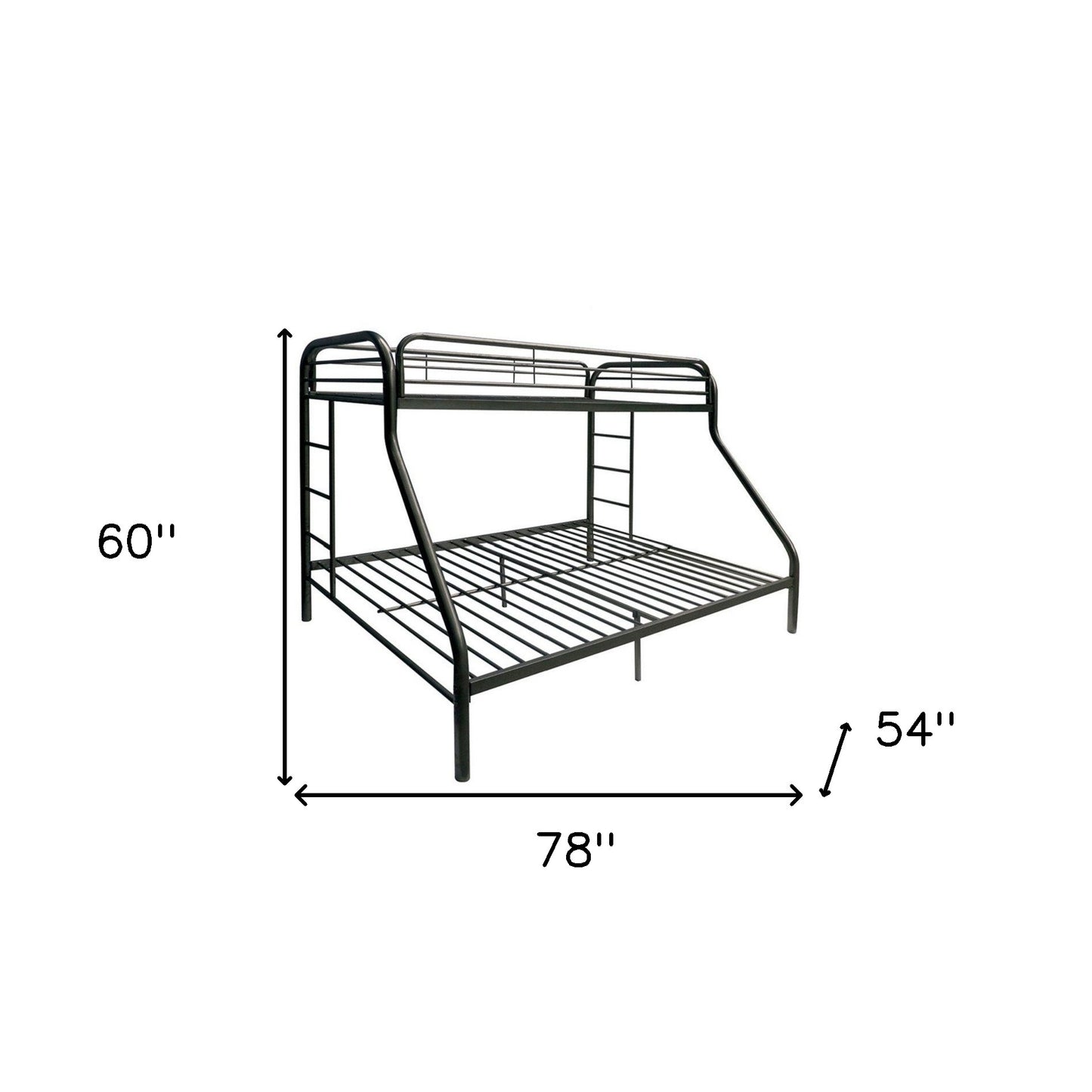 78" X 54" X 60" Twin Over Full Blue Metal Tube Bunk Bed