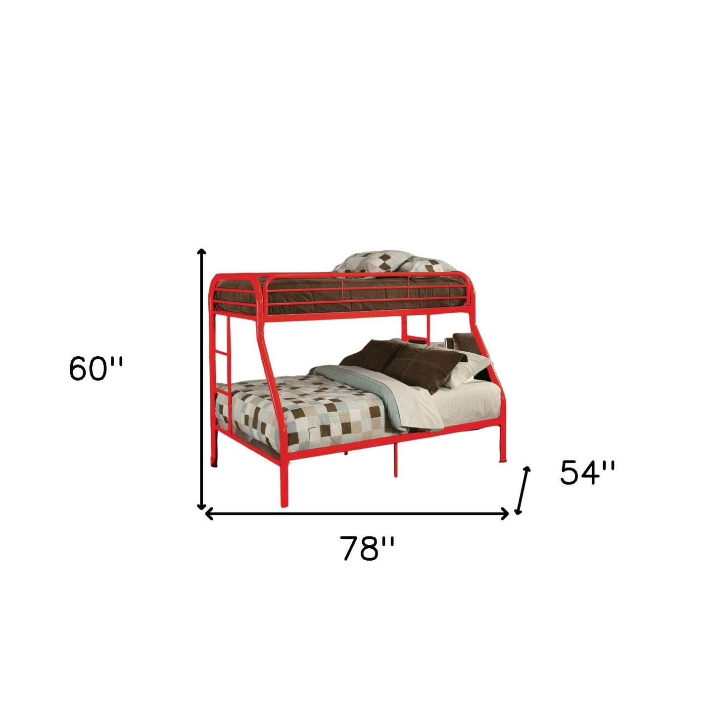 78" X 54" X 60" Twin Over Full Blue Metal Tube Bunk Bed