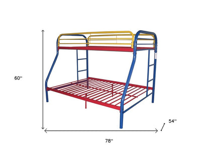 78" X 54" X 60" Twin Over Full Purple Metal Tube Bunk Bed