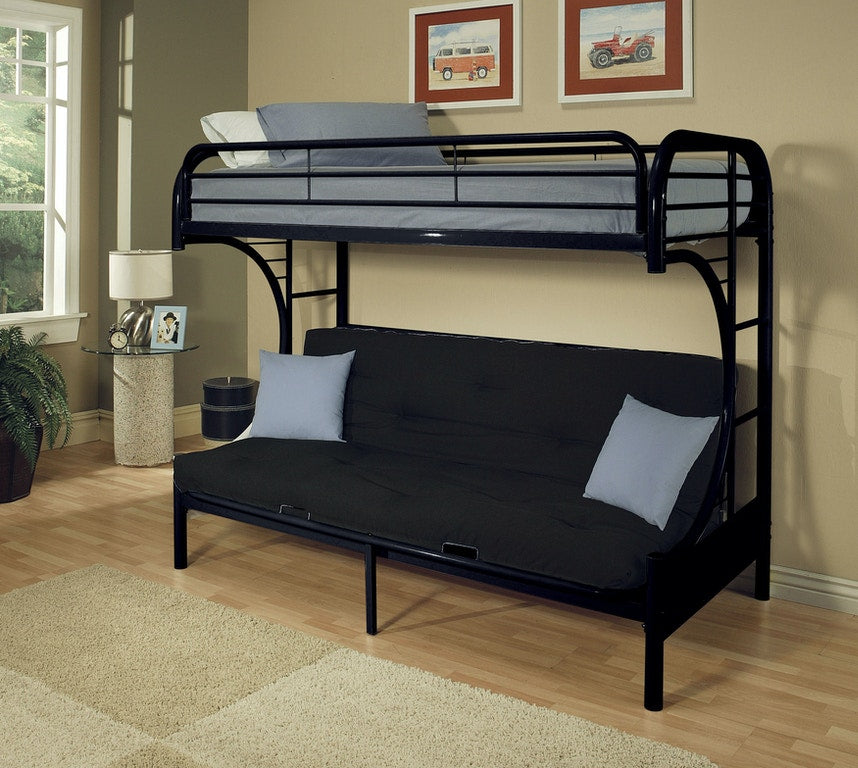 Black Twin Over Full Contemporary Metal Bunk Bed