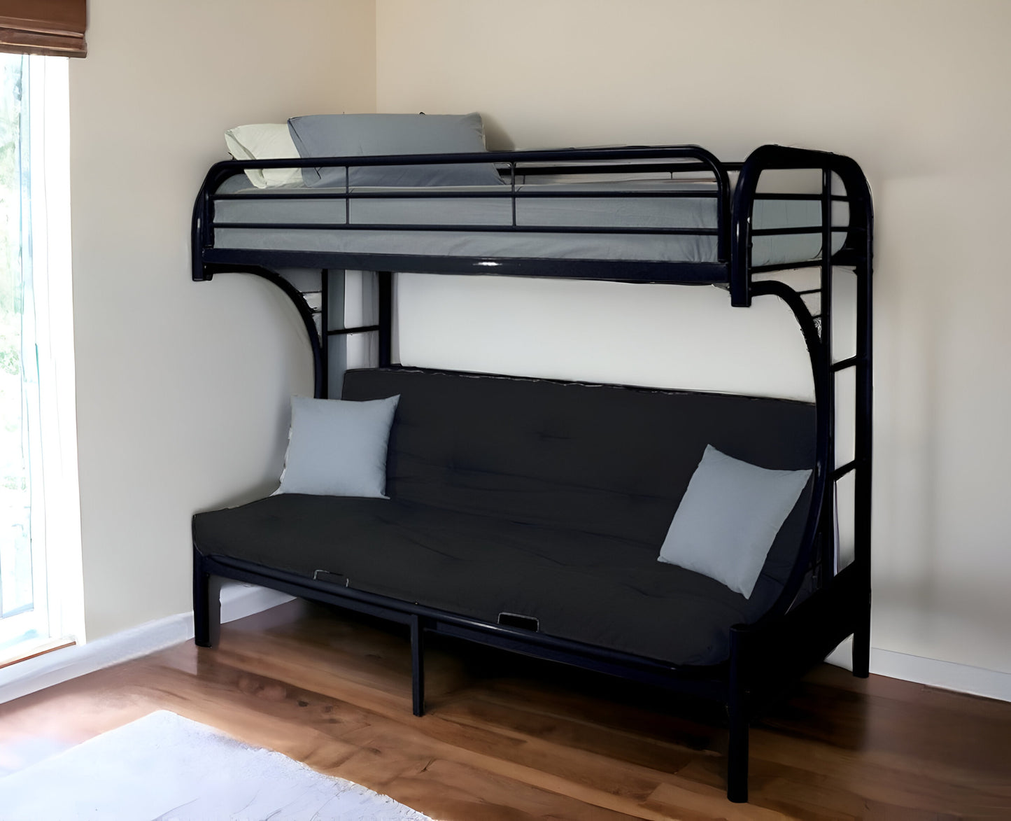 Black Twin Over Full Contemporary Metal Bunk Bed