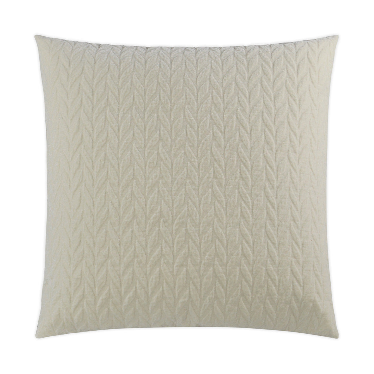 Ivory knitted square pillow, 24" x 24", textured, solid decorative throw pillow for sofa.