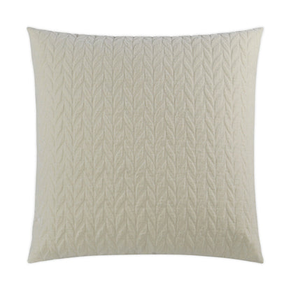 Ivory knitted square pillow, 24" x 24", textured, solid decorative throw pillow for sofa.