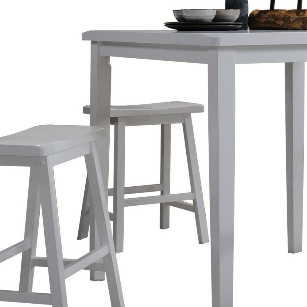 36" X 36" X 36" 5Pc White Rubber Wood Counter Height Set