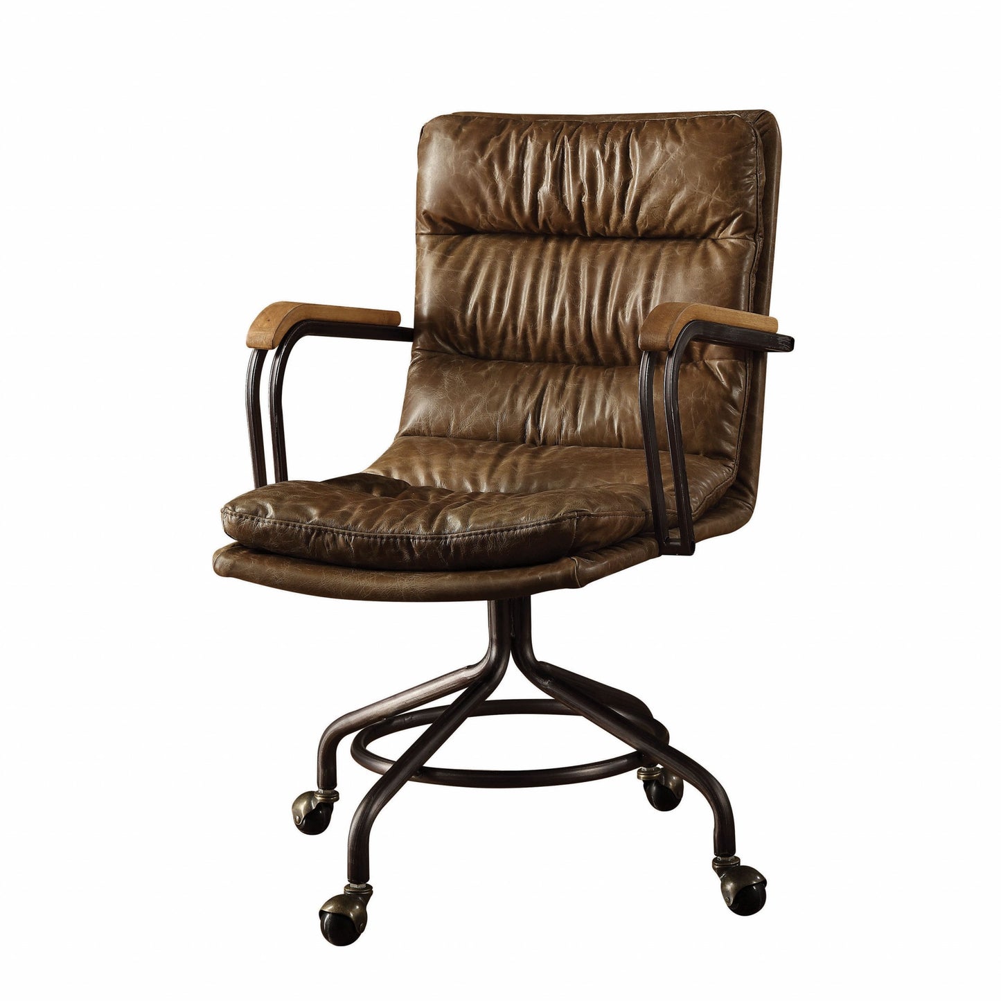 Coffee and Dark Brown Swivel Leather Rolling Executive Office Chair