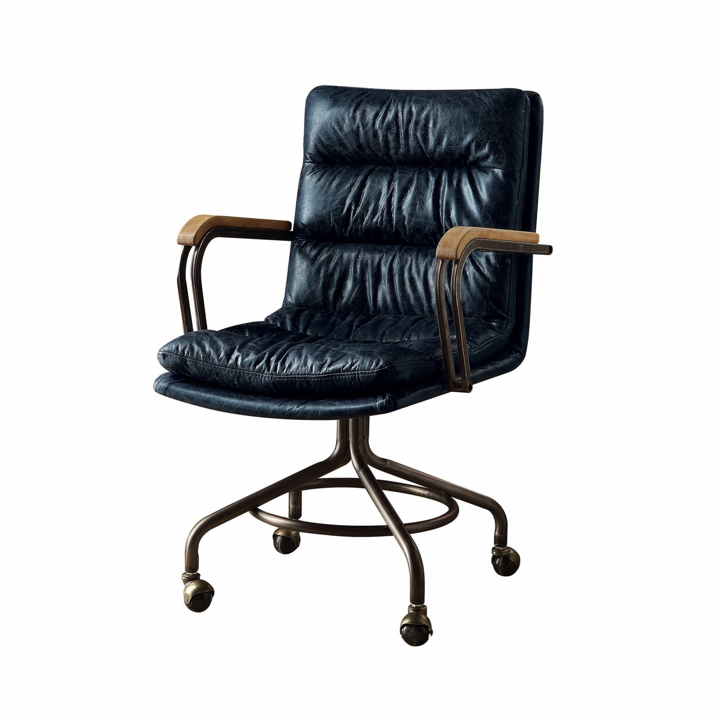 Coffee and Dark Brown Swivel Leather Rolling Executive Office Chair