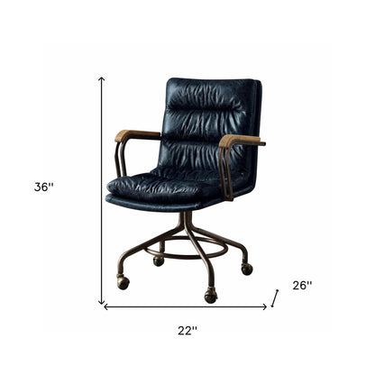 Coffee and Dark Brown Swivel Leather Rolling Executive Office Chair