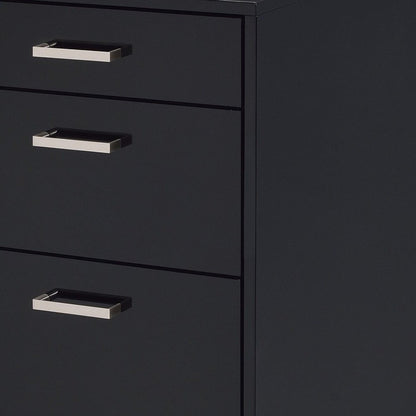 28" Black Wood And Metal Three Drawers Filing Cabinet