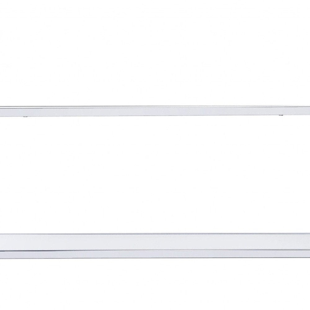 White And Silver Metal and Glass Five Tier Ladder Bookcase