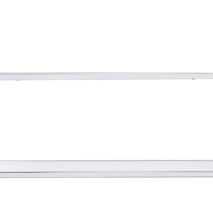 White And Silver Metal and Glass Five Tier Ladder Bookcase