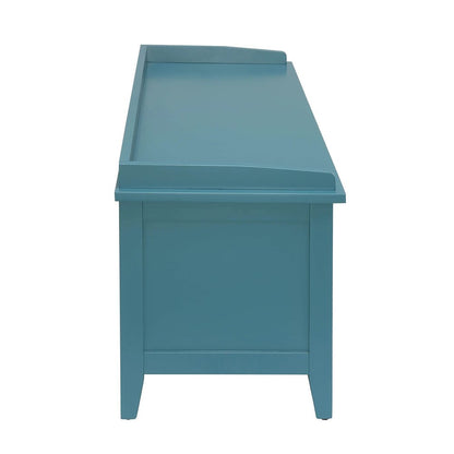 43" Teal Blue Solid Wood Storage Bench With Baskets