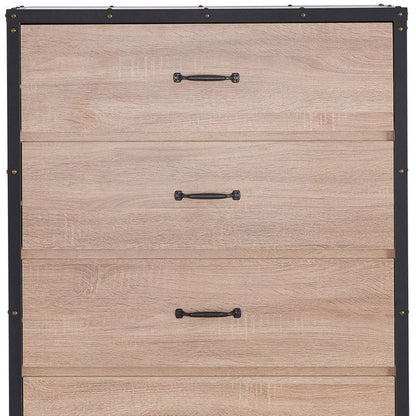 31" Oak Wood Five Drawer Dresser