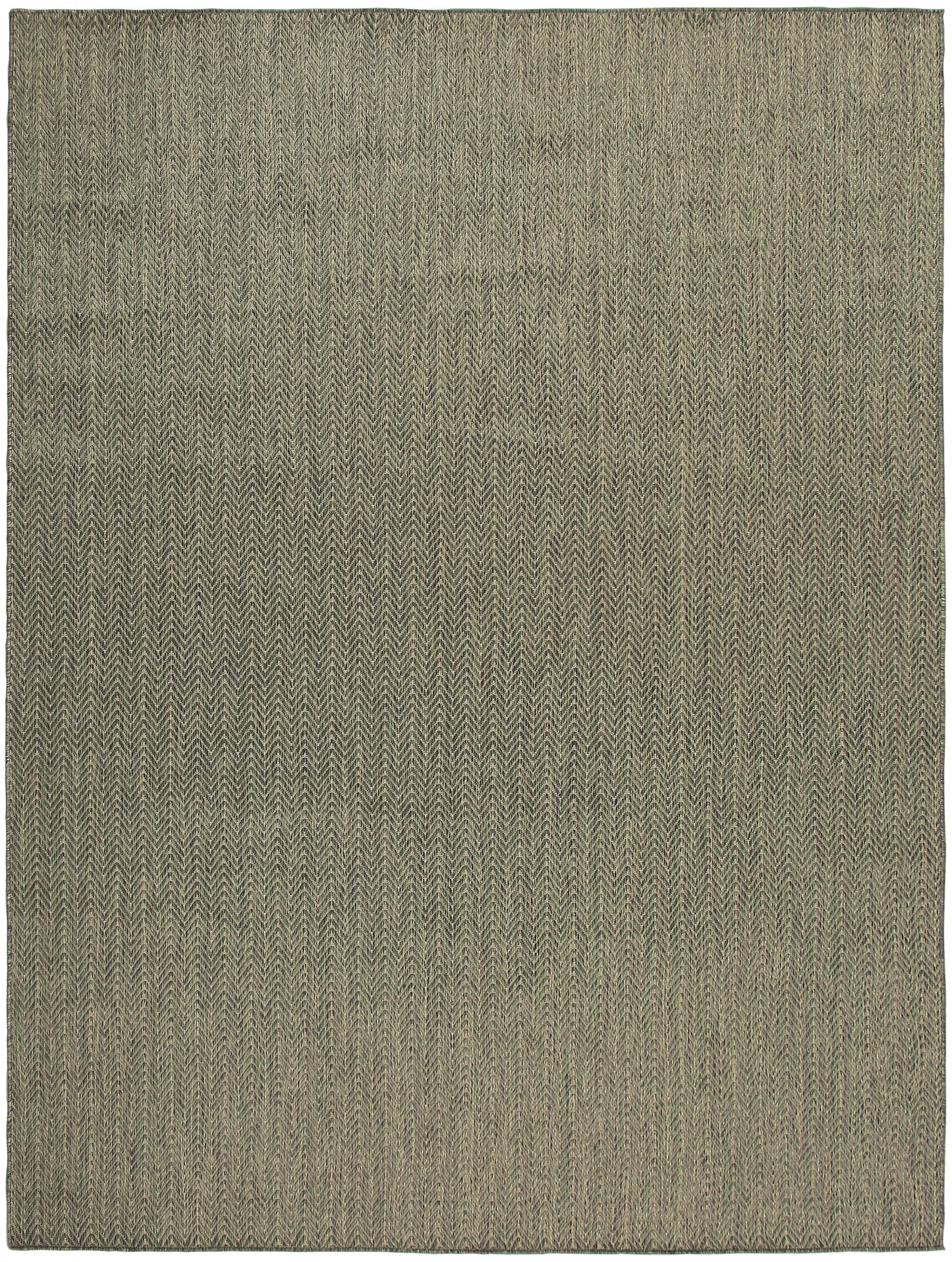 Olive-green textured herringbone woven rug, rectangular floor covering with subtle earthy tones.